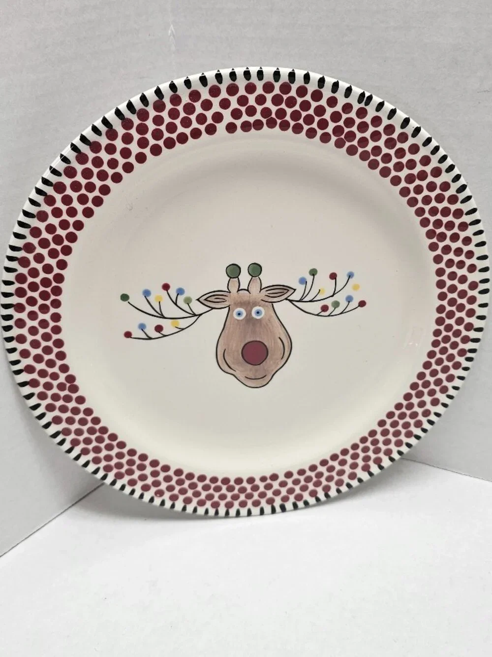 1 Caffco Simply Christmas Deer w Holiday Lights Plate 9” M Bagwell Rare #2